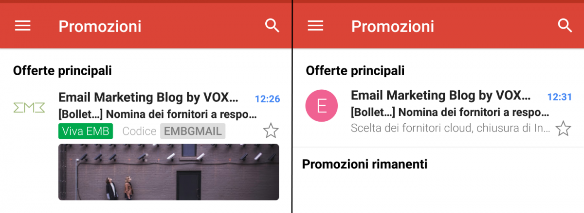 Gmail Promotion Cards